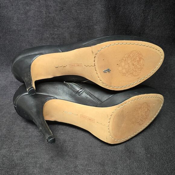 Vince Camuto Black Leather Elvin Platform Ankle Booties High Heel - Picture 7 of 10